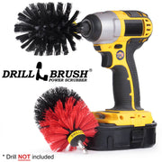 Drillbrush Stiff Red and Ultra Stiff Black Original 2-piece Variety Brush Kit with a Black Original brush in a cordless drill.