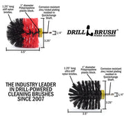 Specs for the Drillbrush Stiff Red and Ultra Stiff Black 2 piece Original Variety Brush Kit.