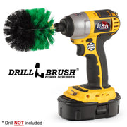 Drillbrush Original Medium Green Kitchen Brush in a cordless drill.