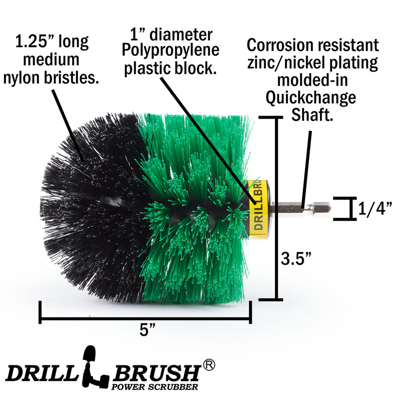 Specs for the Drillbrush Original Medium Green Kitchen Brush.
