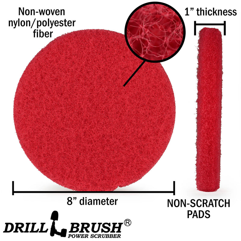 8 Inch Diameter Red Medium Replacement Scrub Pad