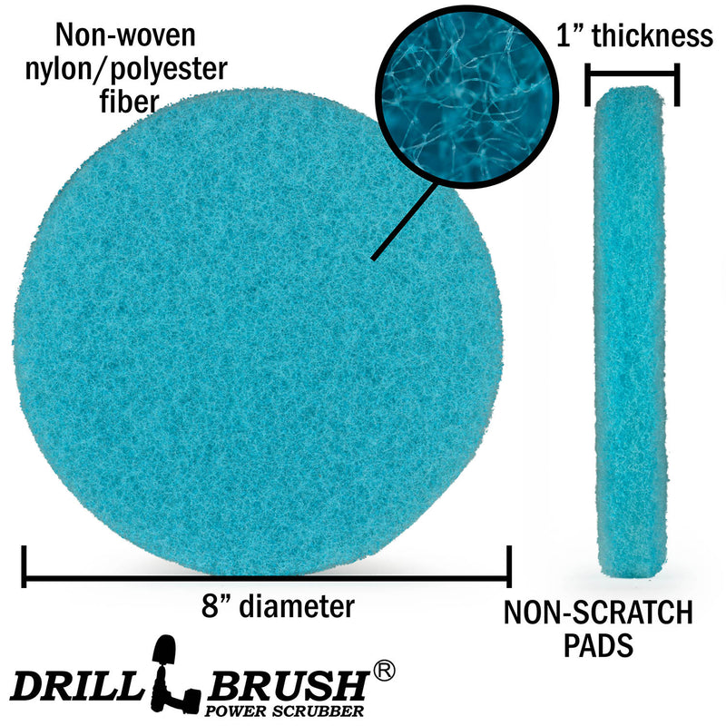 8 Inch Diameter Blue Medium Replacement Mild Scrub Pad