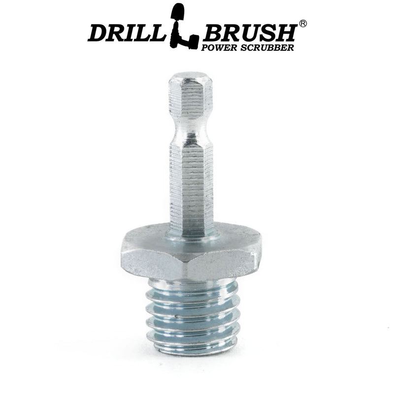 The Drillbrush Threaded 5/8in-11 threads-per-inch bolt to 1/4in Quickchange Adpater.
