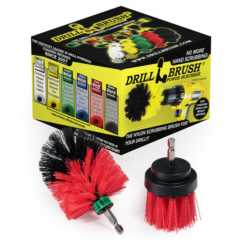 Mini & 2in-L Red Brushes - Stiff - Outdoor & Patio Cleaning | R-MS-2L-QC-DB