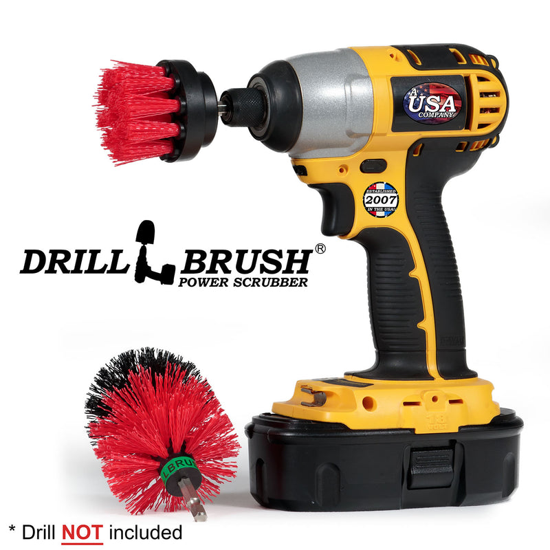 Mini & 2in Red Brushes - Stiff Bristles - Outdoor & Patio Cleaning | R-S-2M-QC-DB