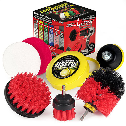 Stiff Red 4in, 2in Short, & Original Brush Kit with Useful All-Purpose Cleaning Paste Bundle - Stiff Bristles - 260g Multi-Purpose Cleaning Paste | R-S-42O-3V-QC-DB-UP1