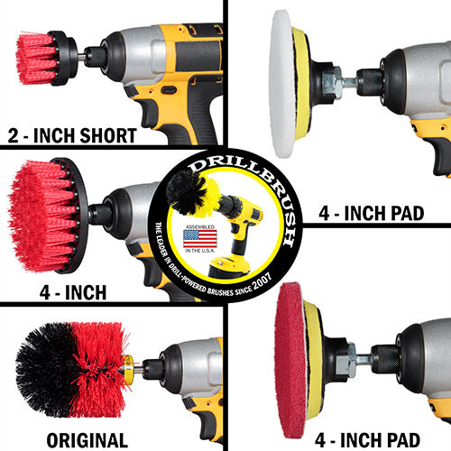 Stiff Red 4in, 2in Short, & Original Brush Kit with Useful All-Purpose Cleaning Paste Bundle - Stiff Bristles - 260g Multi-Purpose Cleaning Paste | R-S-42O-3V-QC-DB-UP1