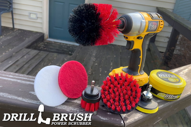 Stiff Red 4in, 2in Short, & Original Brush Kit with Useful All-Purpose Cleaning Paste Bundle - Stiff Bristles - 260g Multi-Purpose Cleaning Paste | R-S-42O-3V-QC-DB-UP1