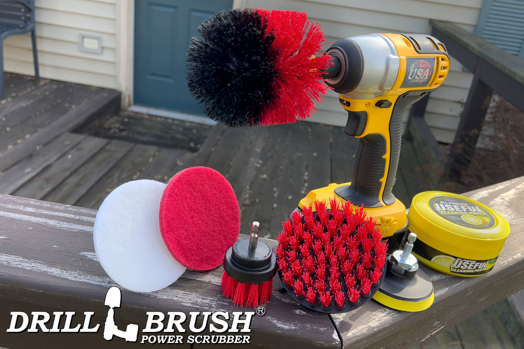 Stiff Red 4in, 2in Short, & Original Brush Kit with Useful All-Purpose Cleaning Paste Bundle - Stiff Bristles - 260g Multi-Purpose Cleaning Paste | R-S-42O-3V-QC-DB-UP1