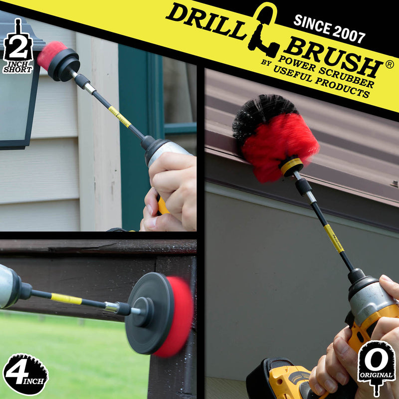 Original, 4in, & 2in Red Brushes w/5in Ext. - Stiff - Patio & Outdoor | R-S-42O-5X-QC-DB