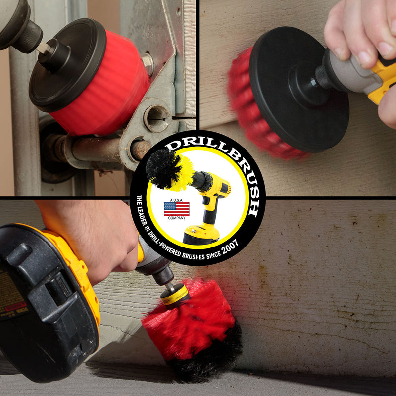 Original, 4in, and Corner Red Brushes - Stiff Bristles - Outdoor & Patio Cleaning | R-S-4CO-QC-DB