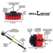 Specs for the Drillbrush 4O-5X Red Stiff Outdoor & Patio Brush Kit.