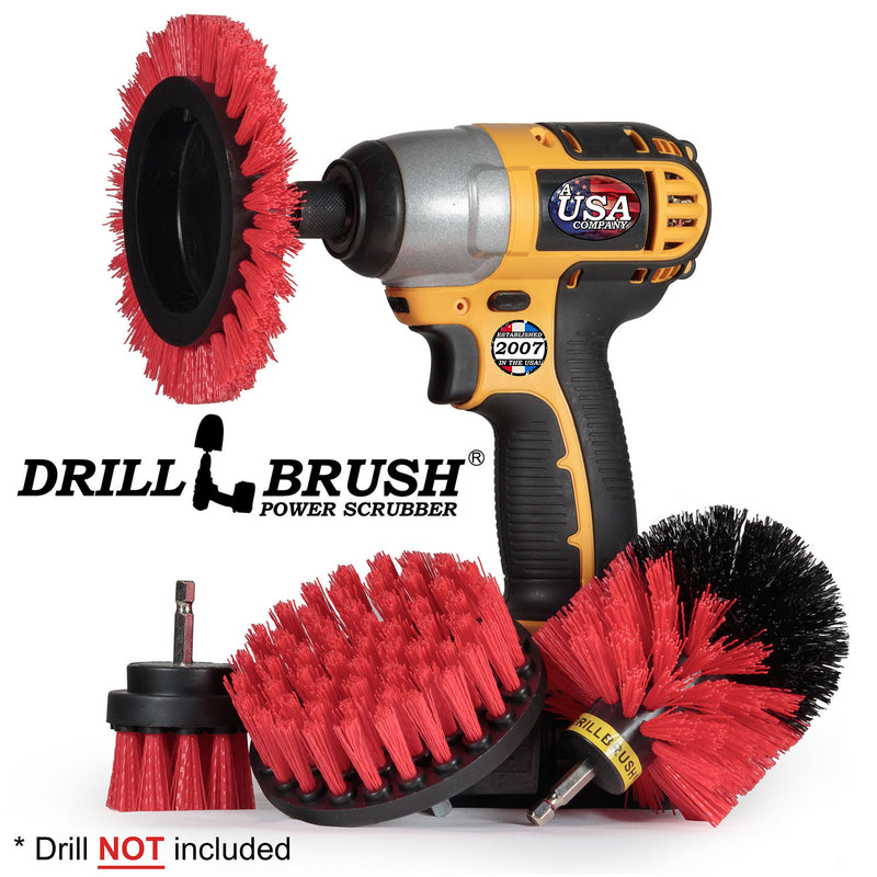 Edge, Original, 4in, and 2in Red Brushes - Stiff Bristles - Outdoor & Patio Cleaning | R-S-E42O-QC-DB