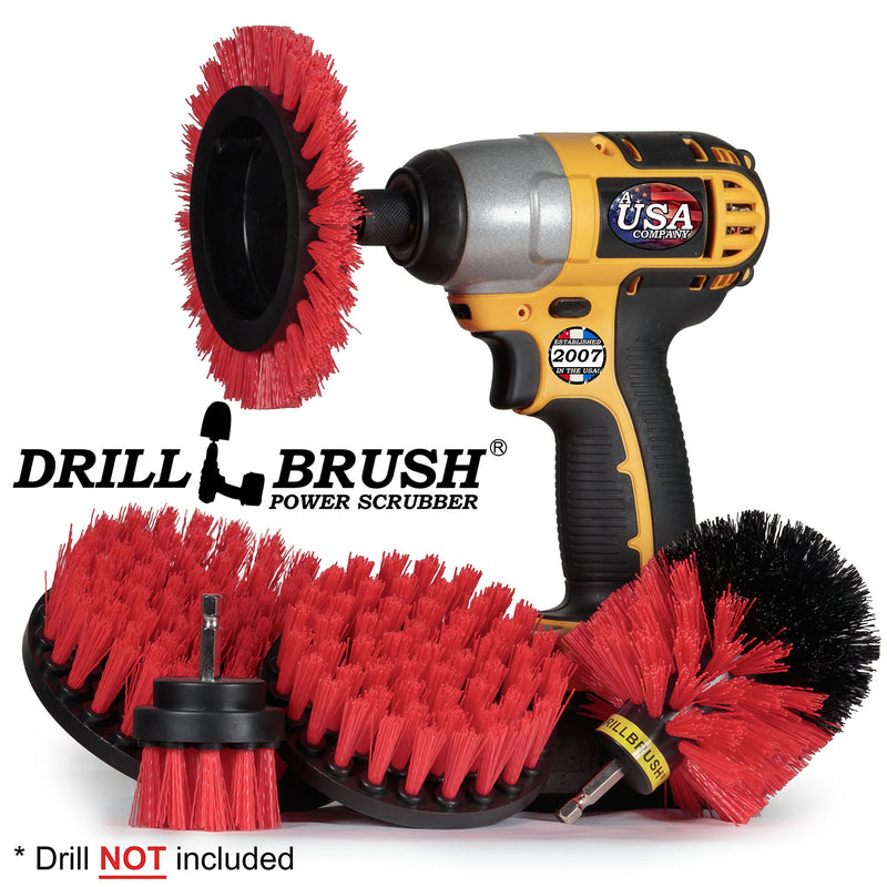 Edge, Original, 5in, 4in, & 2in Red Brushes - Stiff Bristles - Outdoor & Patio | R-S-E542O-QC-DB