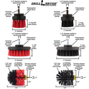Specs for the Drillbrush 42O Stiff Red Outdoor & Patio Kit and 42O Ultra Stiff Black Grill & Industrial Brush Kit.