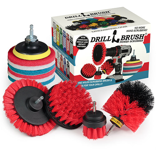 Edge, Original, 4in, & 2in Red Brushes w/4in Pads - Stiff - Patio & Outdoor | S-RE42O-P4-WRB-3V-QC-DB