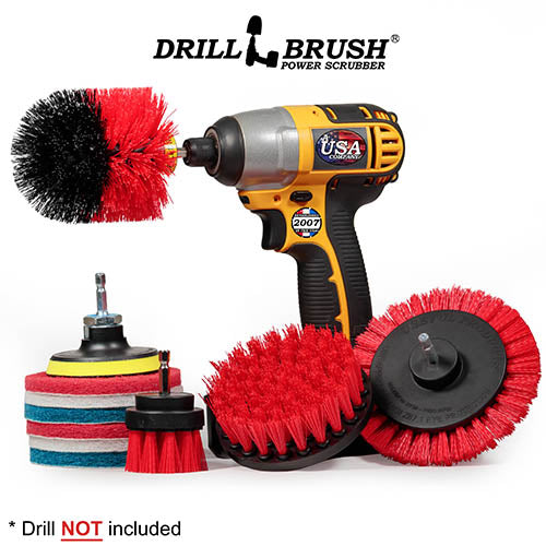 Edge, Original, 4in, & 2in Red Brushes w/4in Pads - Stiff - Patio & Outdoor | S-RE42O-P4-WRB-3V-QC-DB