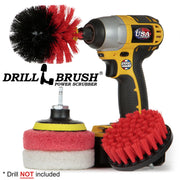 The Stiff Red 4O Outdoor & Patio Brush Kit with Very Soft and Moderate 4 inch Pads and a 3 inch backer. The Original brush is in a cordless drill.