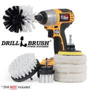 The Soft White 42O Home & Auto Brush Kit with three Very Soft 4 inch Pads and a 3 inch backer. The Original brush is in a cordless drill.