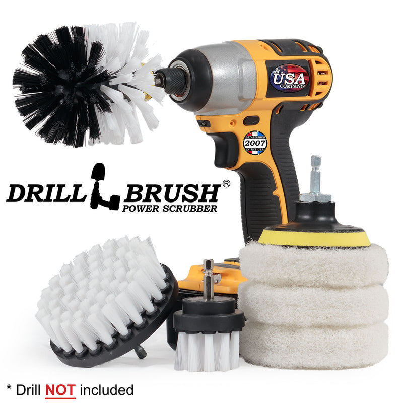 The Soft White 42O Home & Auto Brush Kit with three Very Soft 4 inch Pads and a 3 inch backer. The Original brush is in a cordless drill.