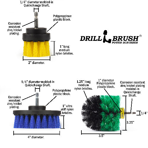 Original, 4in, & 2in Medium Variety Brushes w/ 4in Variety Pads - Household Cleaning | S-Y2-GO-B4-P4-2WRB-3V-QC-DB