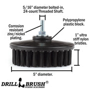Spec sheet for the Drillbrush 5 inch Threaded Ultra Stiff Grill and Industrial brush.