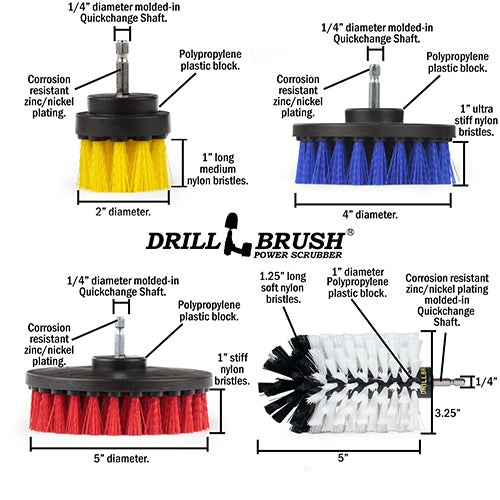 5in Flat Brush, 4in Flat Brush, 2in Short Brush, and Jumbo Original all in Soft White - Home & Auto Cleaning Products  | WJ-Y2-B5-R4-KE-S-QC-DB