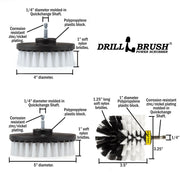 Specs for the Drillbrush 4 inch, 5 inch, and Original Soft White Home & Auto Brushes.