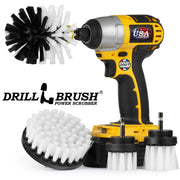 Drillbrush 42OS-2L Soft White Home & Auto Brush Kit with an Original brush in a cordless drill.