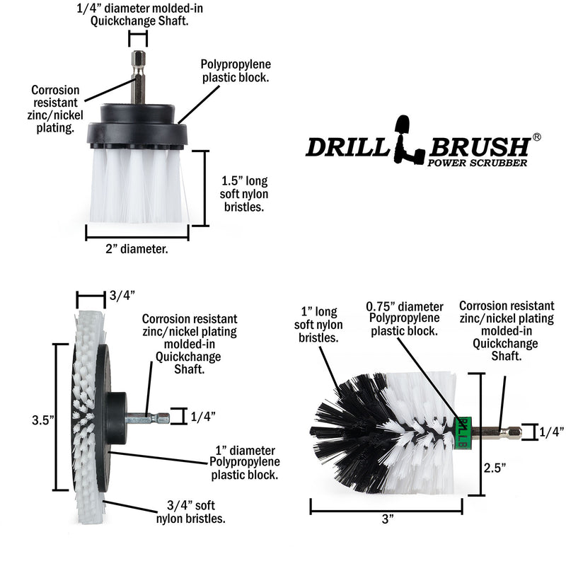 Specs for the Drillbrush EMS-2L Soft White Home & Auto Brush Kit.