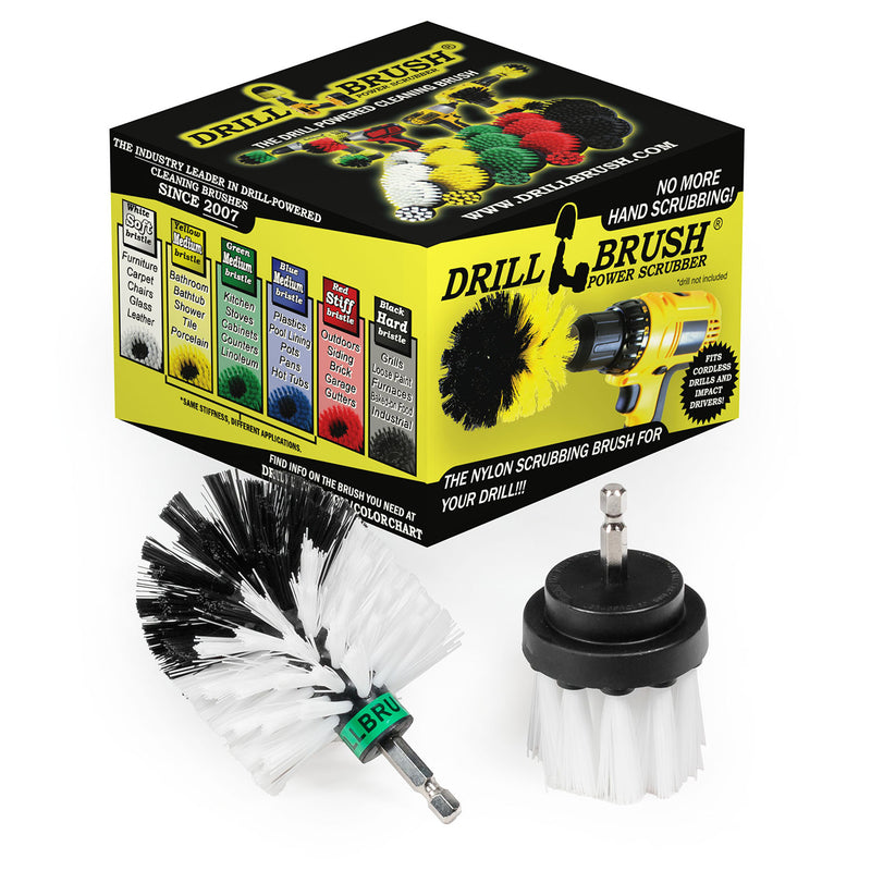 Mini & 2in-L White Brushes - Soft Bristles - Home & Auto Cleaning | W-MS-2L-QC-DB