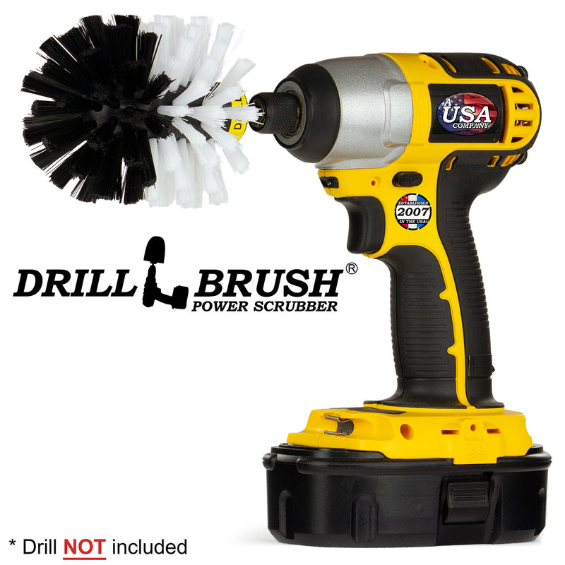 Drillbrush Original Soft White Home & Auto Brush in a cordless drill.