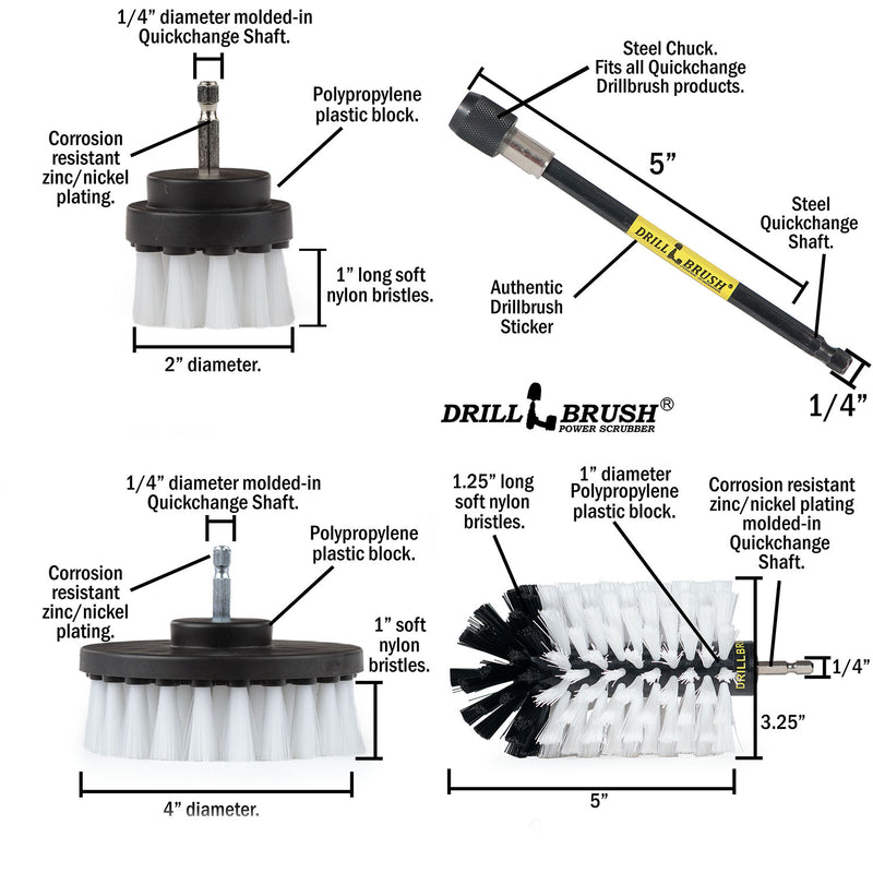 Specs for the Drillbrush 42J-5X Soft White Home & Auto Brush Kit.