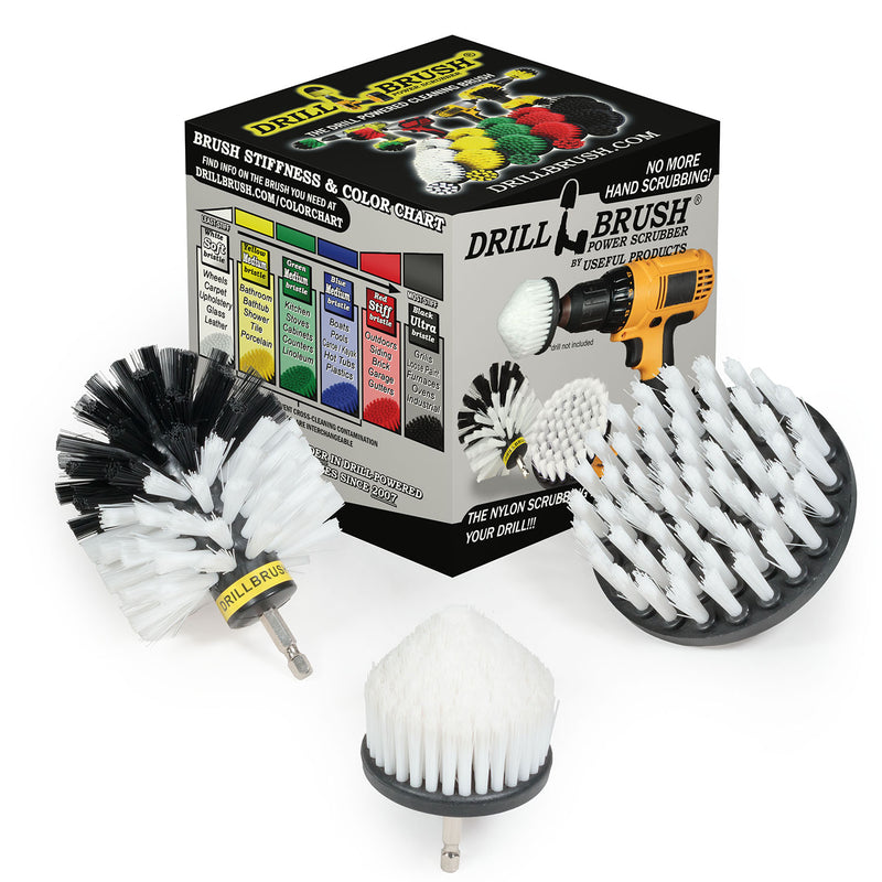Original, 4in, and Corner White Brushes - Soft Bristles - Home & Auto Cleaning | W-S-4CO-QC-DB