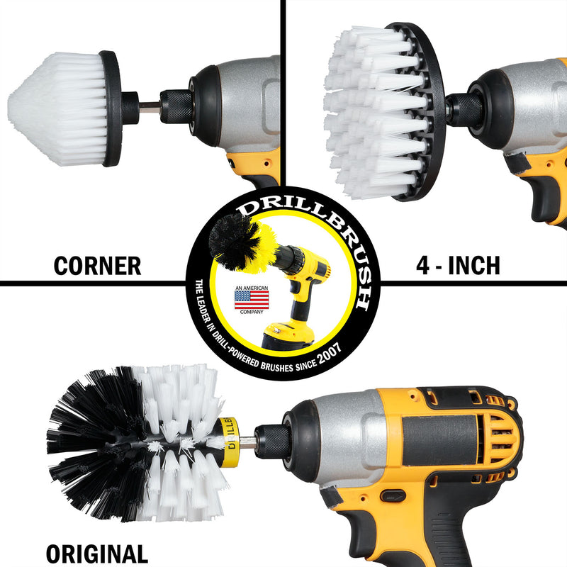 Original, 4in, and Corner White Brushes - Soft Bristles - Home & Auto Cleaning | W-S-4CO-QC-DB