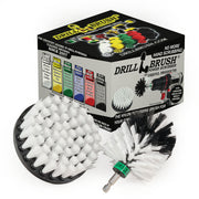 The Drillbrush 4M Soft White Home & Auto Brush Kit in front of the box it comes in.
