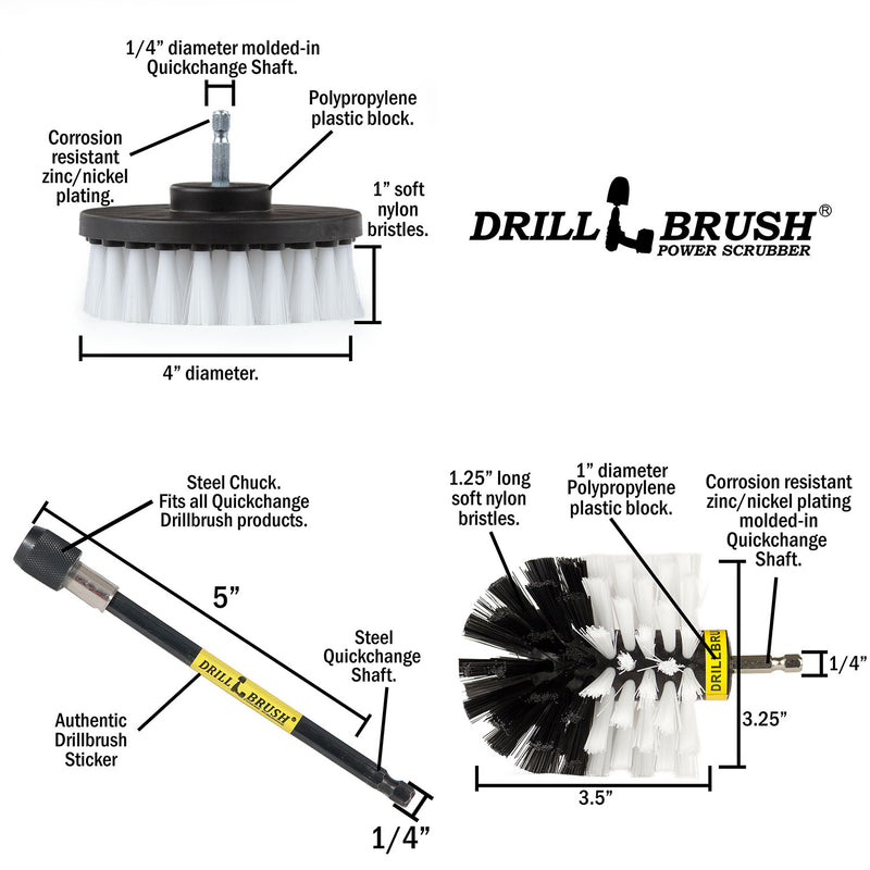 Specs for the Drillbrush 4O-5X Soft White Home & Auto Brush Kit.