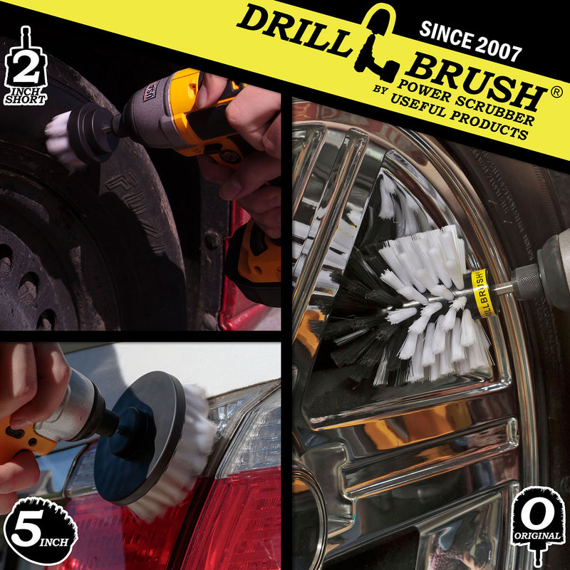 Original, 5in, & 2in White Brushes - Soft Bristles - Home & Auto Cleaning | W-S-52O-QC-DB