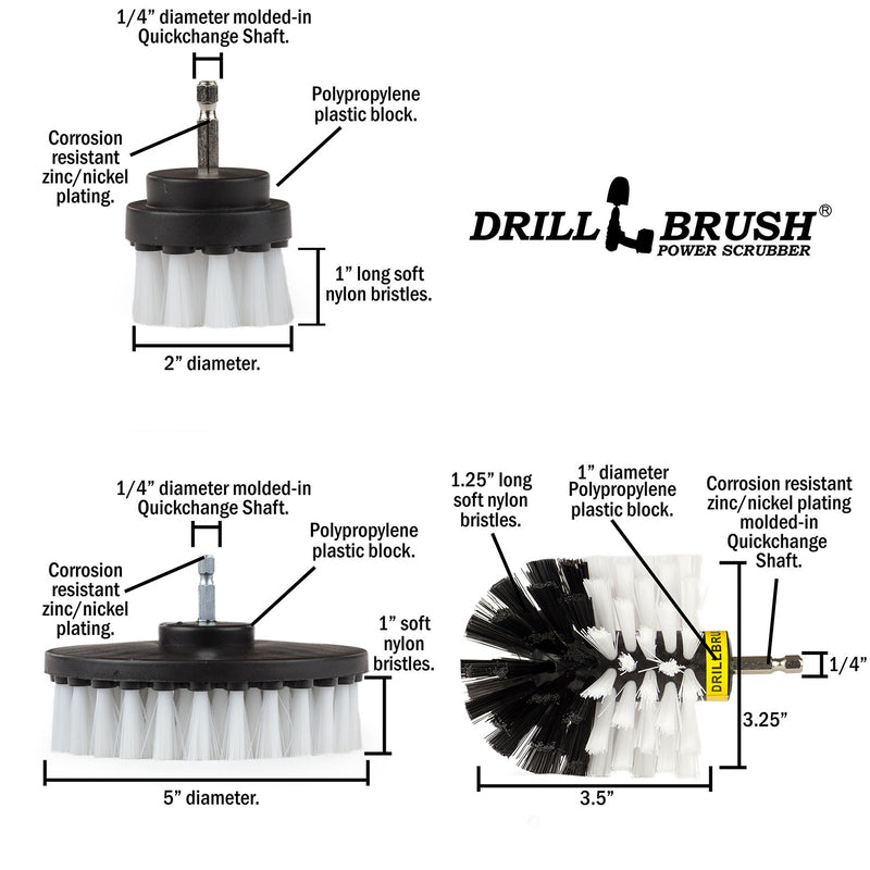 Specs for the Drillbrush 52O Soft White Home & Auto Brush Kit.