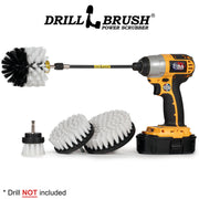 Drillbrush 542O-7X Soft White Home & Auto Brush Kit with an Original brush in a 7 inch extension in a cordless drill.