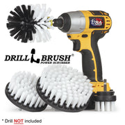 Drillbrush 542O Soft White Home & Auto Brush Kit with an Original brush in a cordless drill.