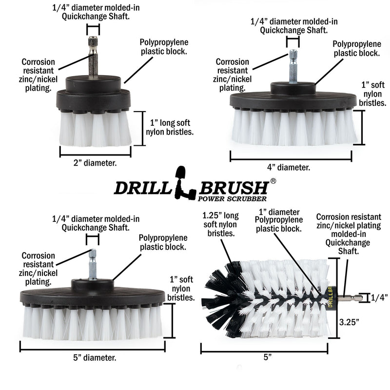 5in Flat Brush, 4in Flat Brush, 2in Short Brush, and Jumbo Original all in Soft White - Home & Auto Cleaning Products  | W-S-E542J-QC-DB
