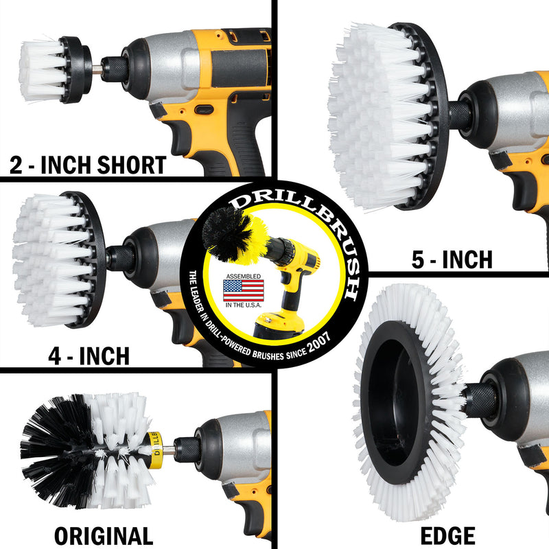 Edge, Original, 5in, 4in, & 2in White Brushes - Soft Bristles - Home & Auto | W-S-E542O-QC-DB