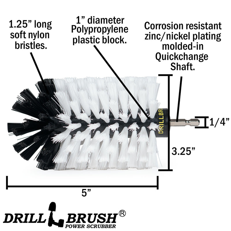 Jumbo Original White Brush - Soft Bristles - Bullet Shaped - Home & Auto Cleaning | J-S-W-QC-DB