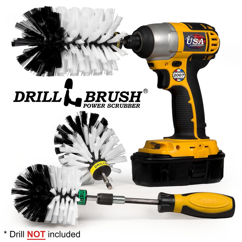 Jumbo, Original, and Mini Brushes w/ Handle Kit - Soft White Bristles - Home & Auto Cleaning | W-S-JOM-HD-QC-DB