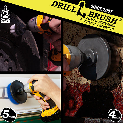 5in, 4in, & 2in Variety Brushes - Soft, Medium, and Ultra Stiff Bristles - General Household Cleaning | W2-B5-K4-S-QC-DB