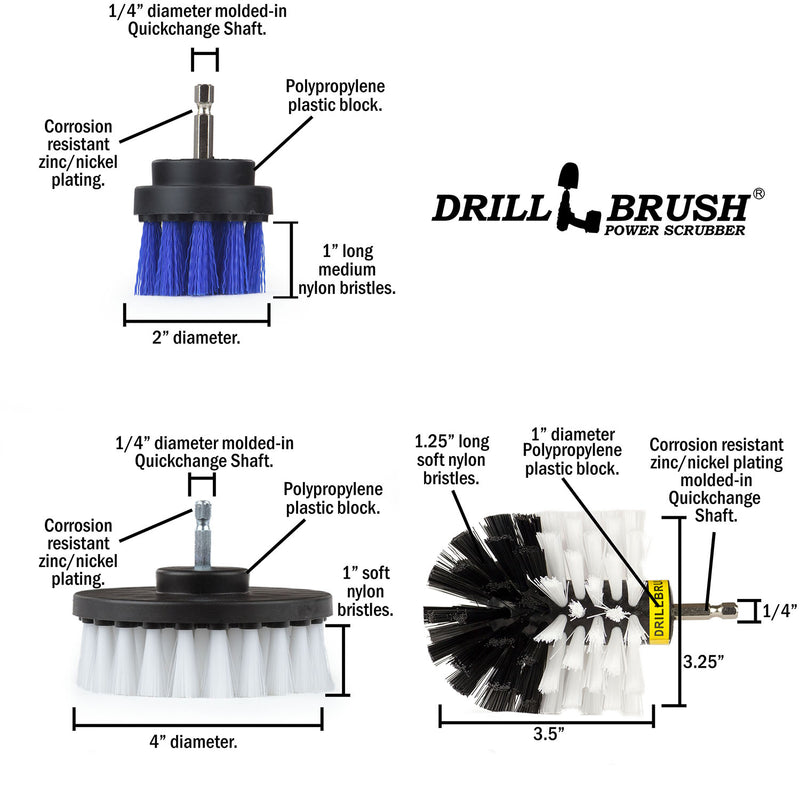 Specs for the Drillbrush 42O Pet Care Variety Brush Kit.