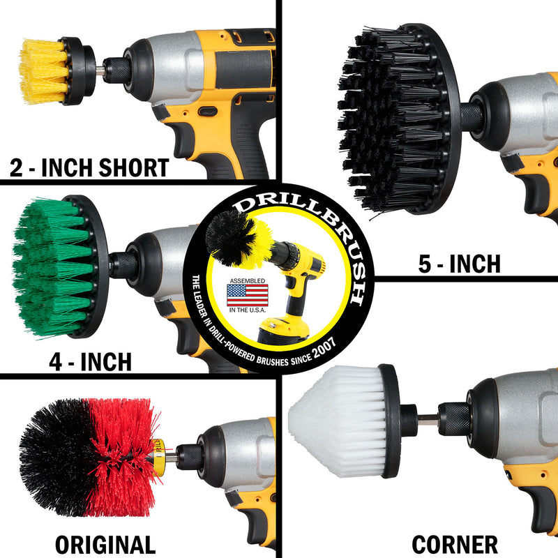 Cone-shaped, Original, 5 inch, 4 inch, and 2 inch Short Brushes - Soft, Medium, Stiff, & Ultra Stiff Bristles - General Cleaning | WC-Y2-G4-RO-K5-S-QC-DB