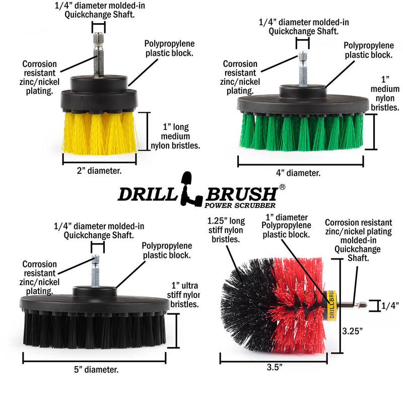 Cone-shaped, Original, 5 inch, 4 inch, and 2 inch Short Brushes - Soft, Medium, Stiff, & Ultra Stiff Bristles - General Cleaning | WC-Y2-G4-RO-K5-S-QC-DB