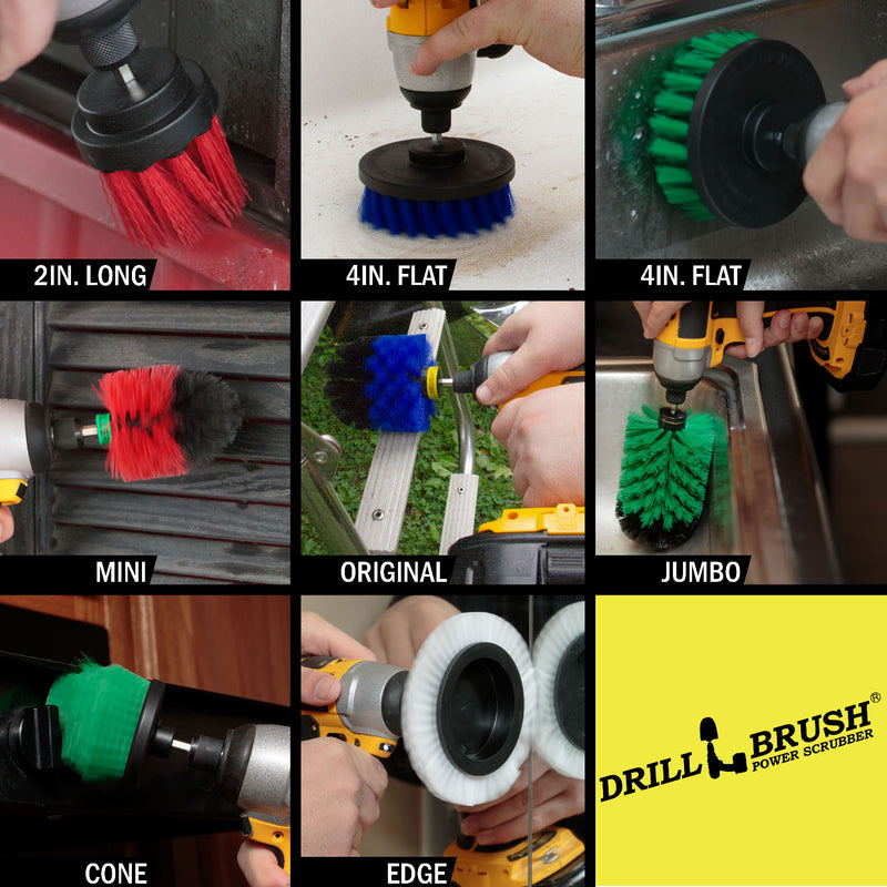 8-piece Drillbrush Household Variety Kit - Soft, Medium, & Stiff Bristles - Home, Kitchen, Marine, Pool, Pet, and Outdoor Cleaning | WE-G4CJ-B4O-RMS-R2L-QC-DB